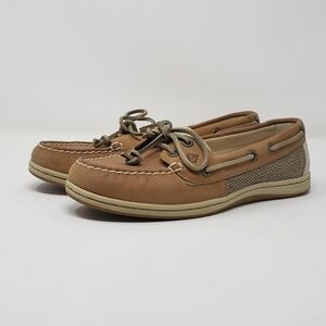 Sperry Topsiders Firefish Linen Oat Leather/Fabric Upper Boat Shoes Women's Sz 6